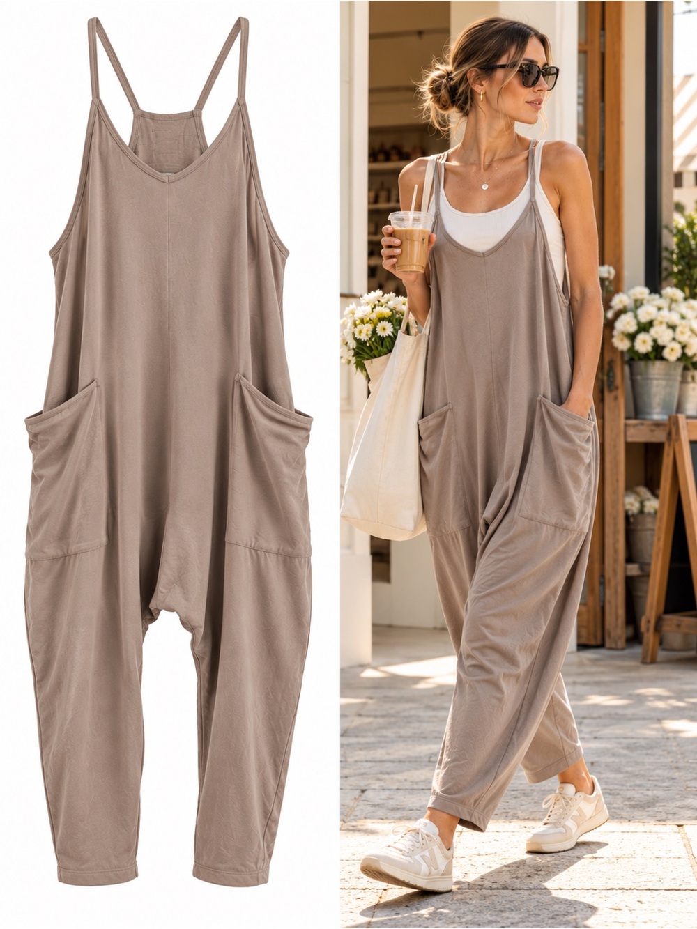 Free People FP Movement Hot Shot Onesie Mocha Latte Jumpsuit Size Small